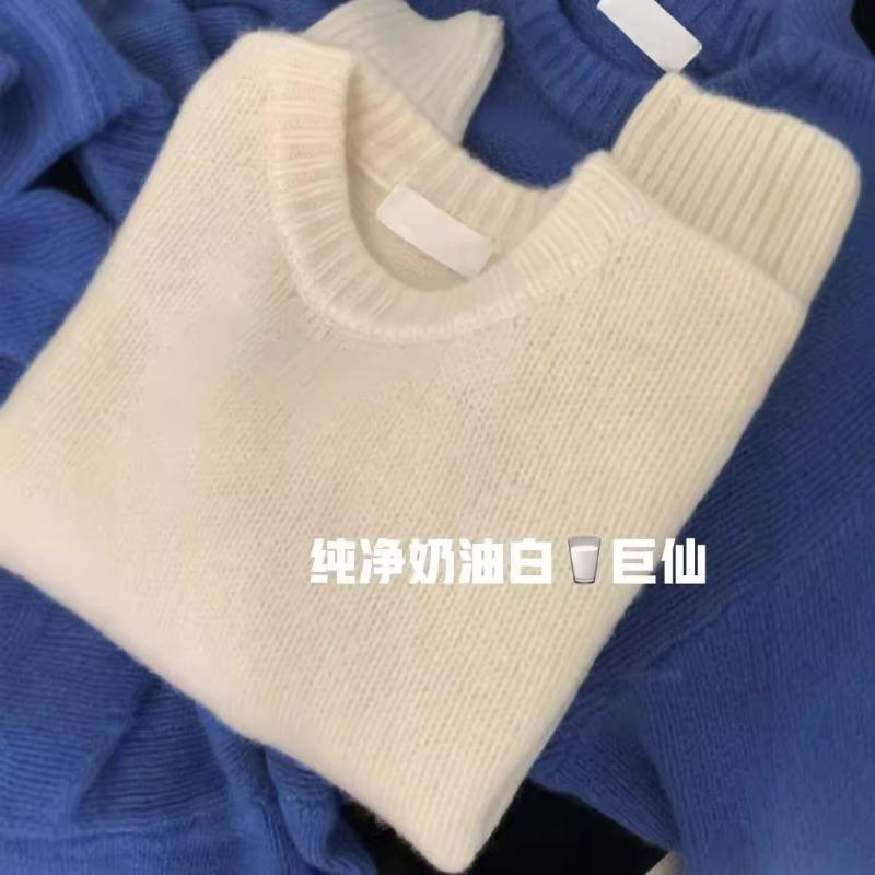 Sheep Wool #gentle Lazy Wind Rose Red Pullover Sweater Women's Autumn and Winter Niche High-end Solid Color Knitted Sweater