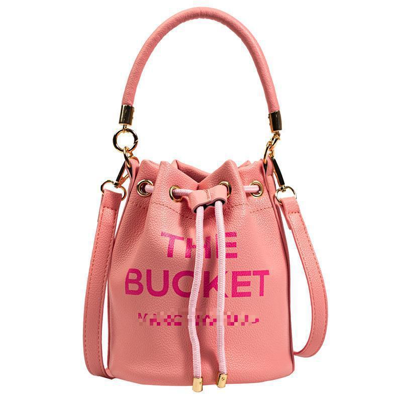 ROBINE Leren Emmer Tas, 20x18x9cm Enkele Schouder Crossbody Tas met Meerdere Binnenvakken roze