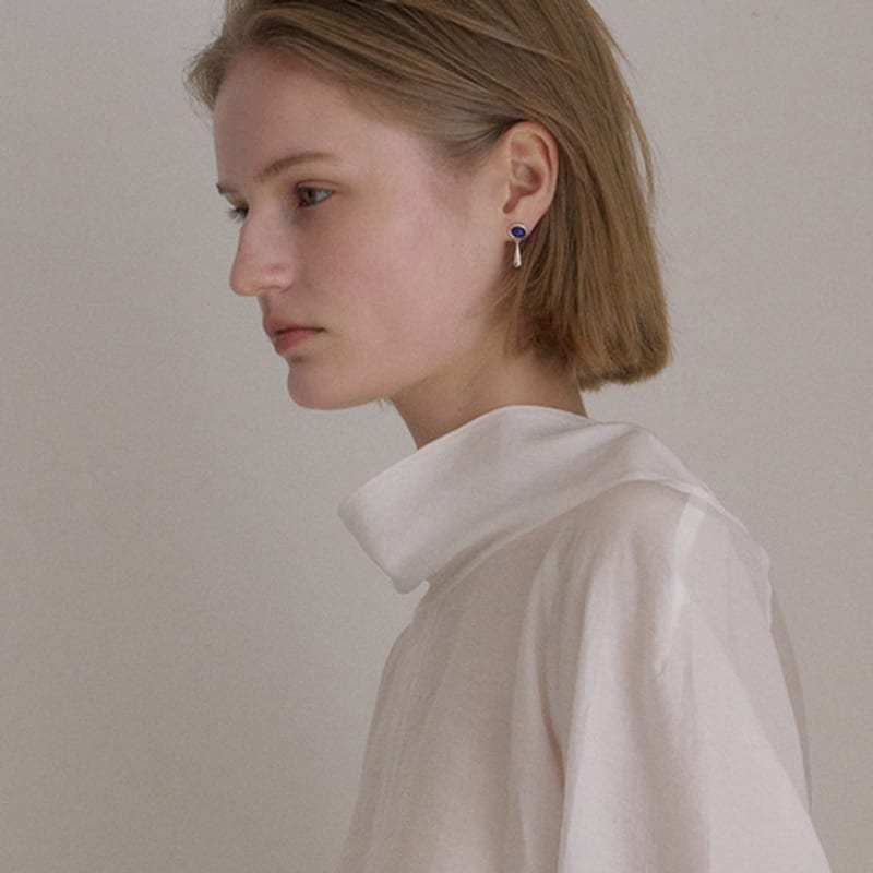 ovbeige [VEI] 925silver DROP BAR STONE EARRINGS _LAPIS LAZULI