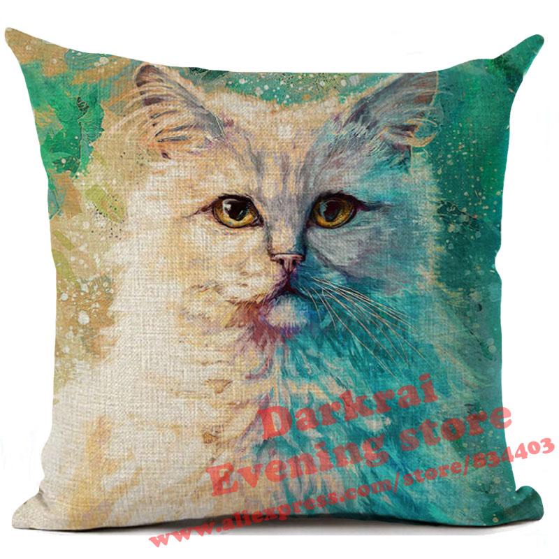 Cat Cushion Cover Kitten Printed Linen Throw Pillows Living Room Sofa Decor Throw Pillows Home Decoration Pillowcase Xcm