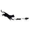 Metallschild mit Katzenmotiv für den Garten, einfache Installation, Katze jagt Maus, Ornament, schwarze Katzensilhouette, Hofkunst-Dekoration für Katzenliebhaber, Gartenzaun
