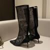 Fashion Eilyken Sexy Mesh Women Knee-High Boots Thin Heels Pointed toe Fashion Zipper Sandals Shoes Zapatillas De Muje