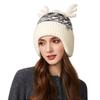 Christmas Antler Knitted Hat Women's Autumn Winter Warm Wool Hat Velvet Ear Protection Cap