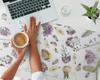 Protective Desk Mat with Dried Flowers Graphic Puzzle 100X50 Cm