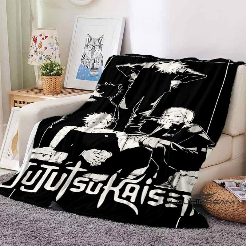 Jujutsu Kaisen Cartoon-Themed Flannel Blanket — Soft & Cozy Throw for Bed, Sofa, or Picnic Use — A Great Gift for Kids