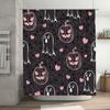 Halloween-themed Ghosts Pumpkins Shower Curtain for Bathtub Decoration Black with Pink Accents Decorative Bath Mat Set (180x240c