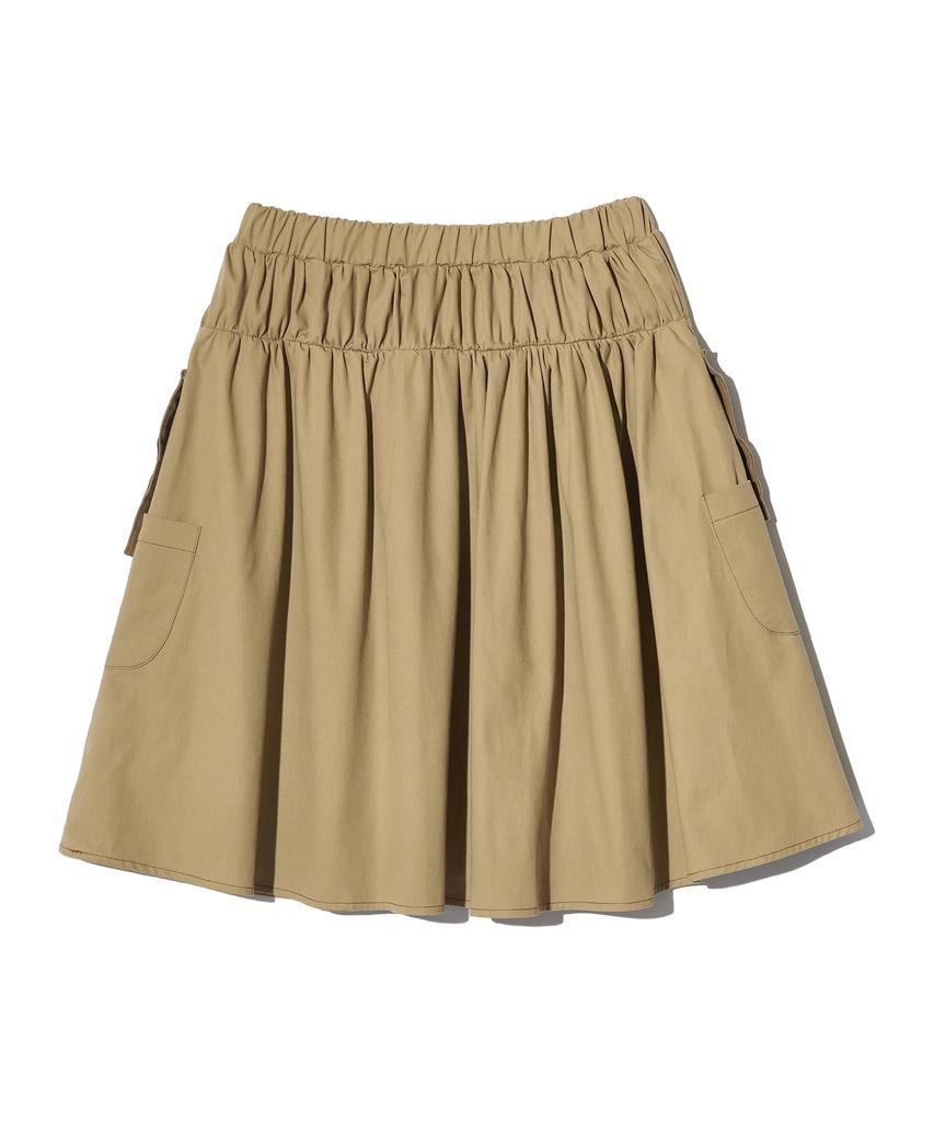 Peace Maker Corduroy Point Cotton Work Midi Skirt (Beige)