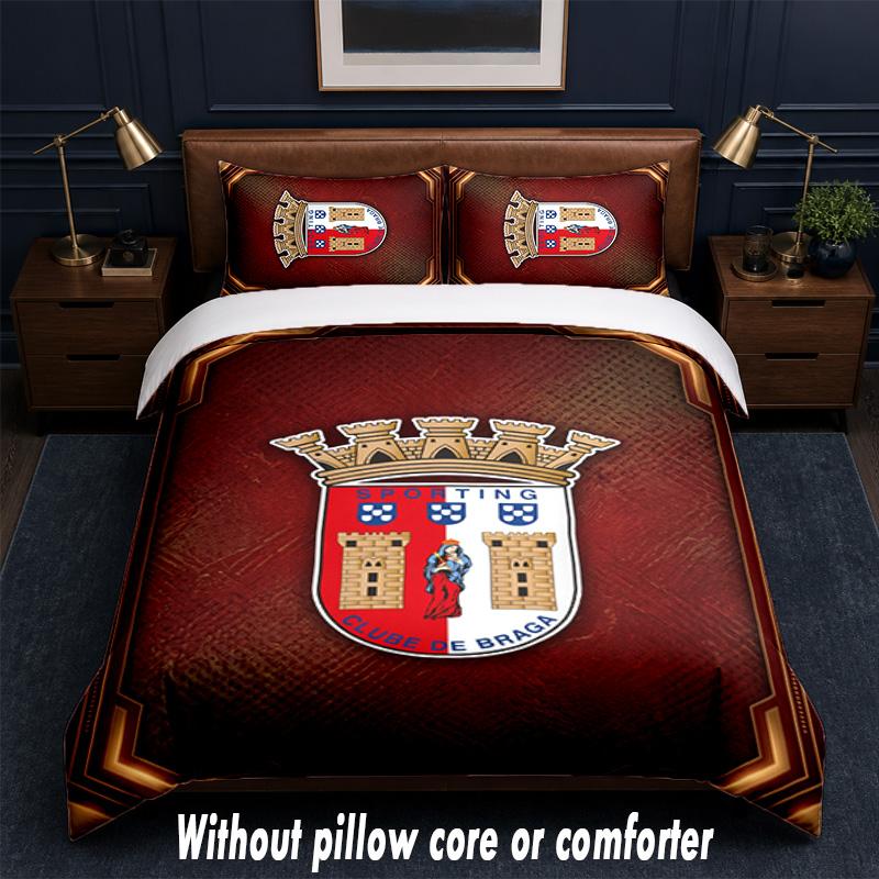 Braga FC Design Bed Bedding Set 1 Duvet Cover + 2 Pillowcases Soft Breathable Household Bed Linens
