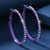 Exaggerated Sparkly Rhinestone Hoop Geometric Earrings Hook for Women Big Round Pierced Earrings Wedding Party Jewelry Gifts