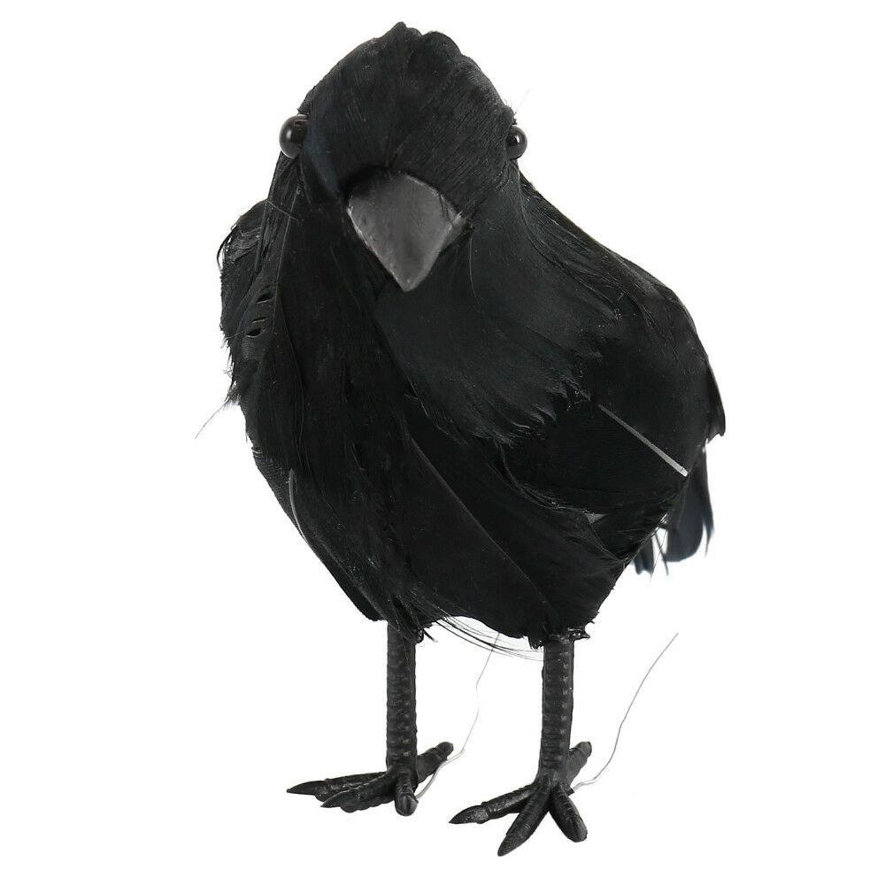 6PCS Halloween Crow Prop Large Realistic Raven Feathered Spooky Party Home Decor
