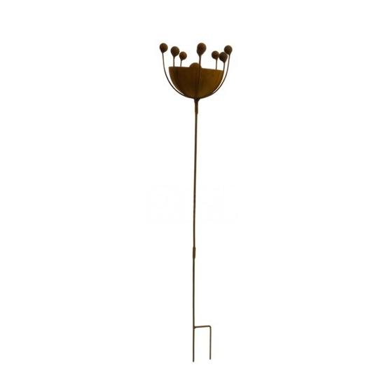 Vintage Metal Bird Bath, Bee Water Bowl, Freestanding Stake Feeder, Rust-proof Weather-resistant Outdoor Ornament with Built-in Drainage, Garden