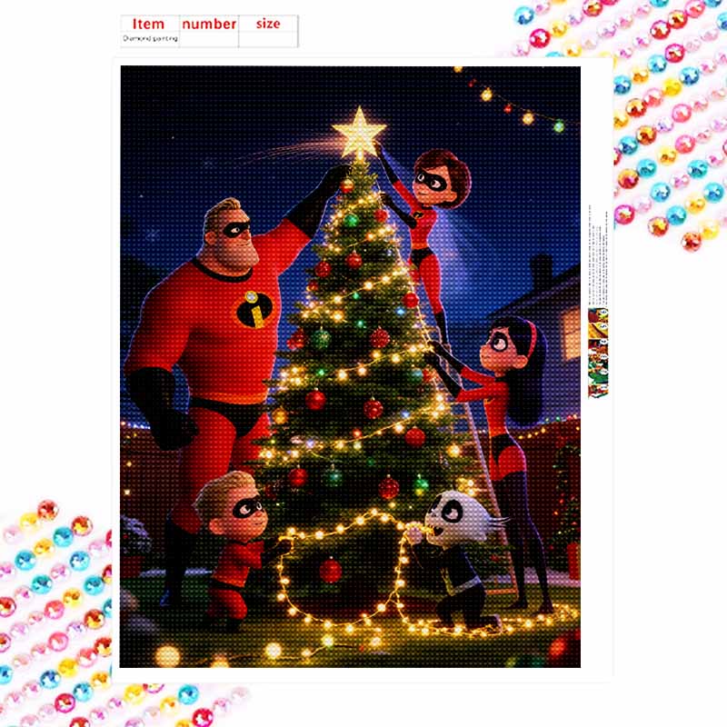 Disney Diamond Art Painting Kit 5D Diamond The Incredibles Painting Dot Art Gemstone Crystal Paint Diamond Home Wall Decor