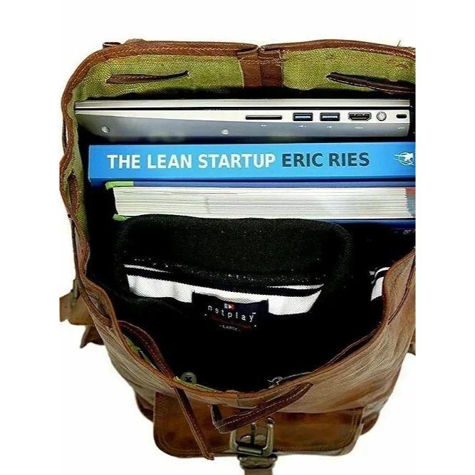 Vintage Genuine Leather Bag Rucksack Backpack Travel Men's New  Laptop Real