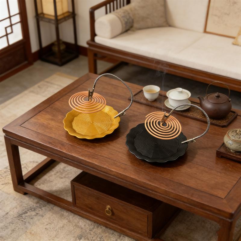 1Pcs New Multifunctional Iron Mosquito Coil Holder Portable With Detachable Clip Mosquito Coil Stand Electroplated Tray