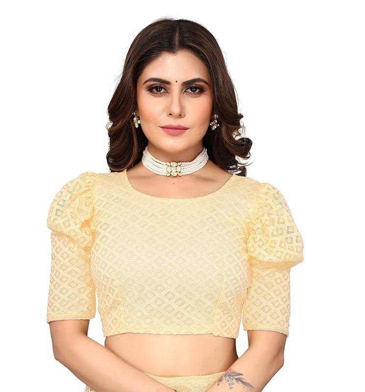 TreegoArt Fashion Women's Net Indian Party Wear Saree With Unstitched Blouse Piece - Pack Of 1