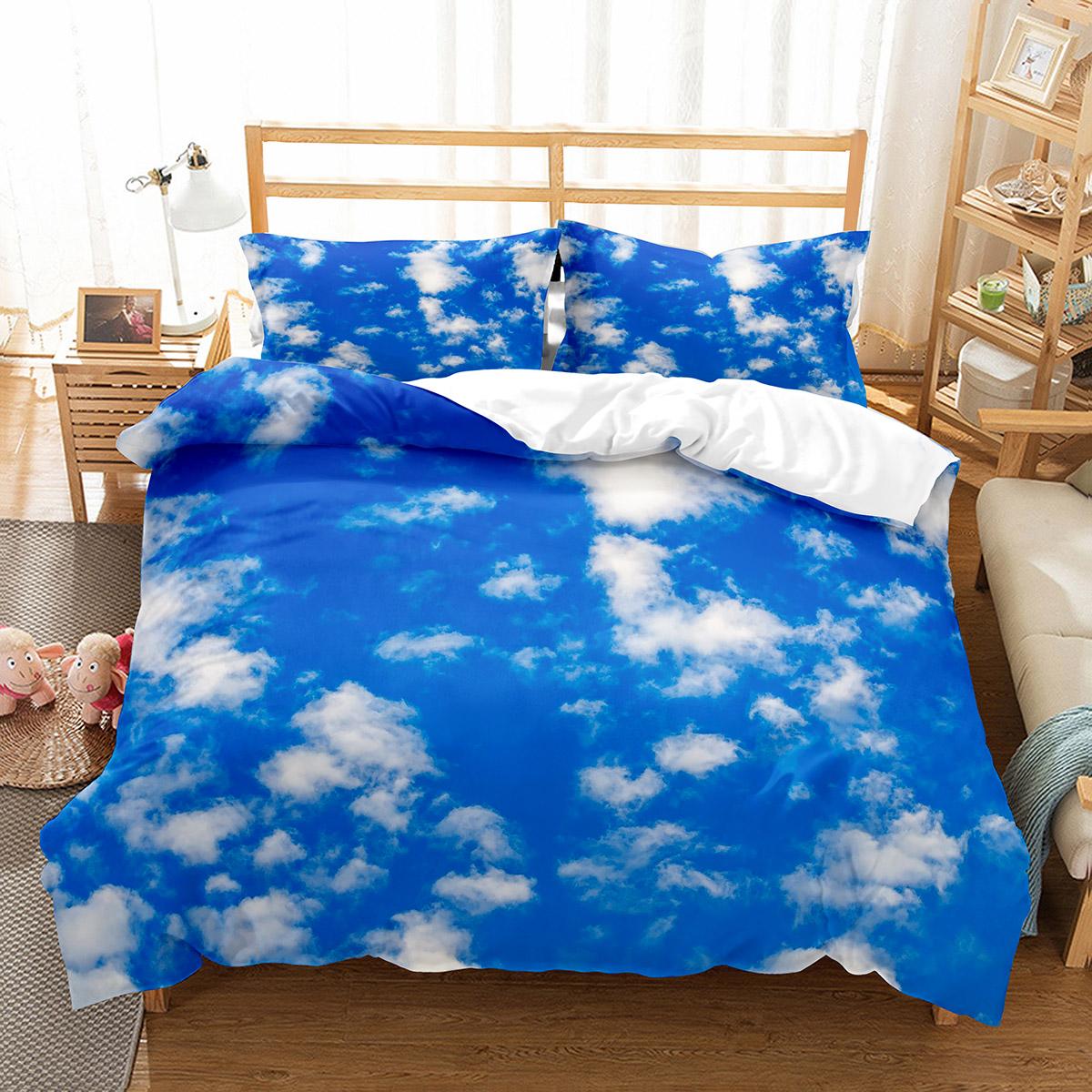 

White Cloud Duvet Cover Set Comfort Cover Twin Full King Size для дітей, підлітків, дорослих, декор спальні Комплект постільної білизни з наволочкою EU single(135x200cm)