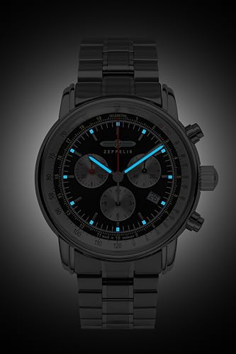 ZEPPELIN Men's Watch, LZ14 Marine, 8888-MB2, Quartz Movement, 5 ATM Water Resistance, Mineral Glass, Black Dial, Stainless Steel [Parallel Import]