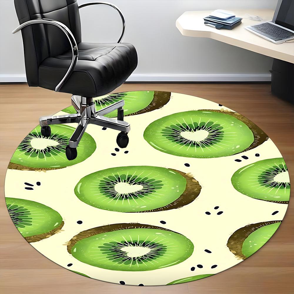 1pcKiwi Pattern Office Round Area Rug, Indoor Mat Suitable ForOffice, Under Office Chairs Bedroom Living Room Home Decor, Room Deco 082