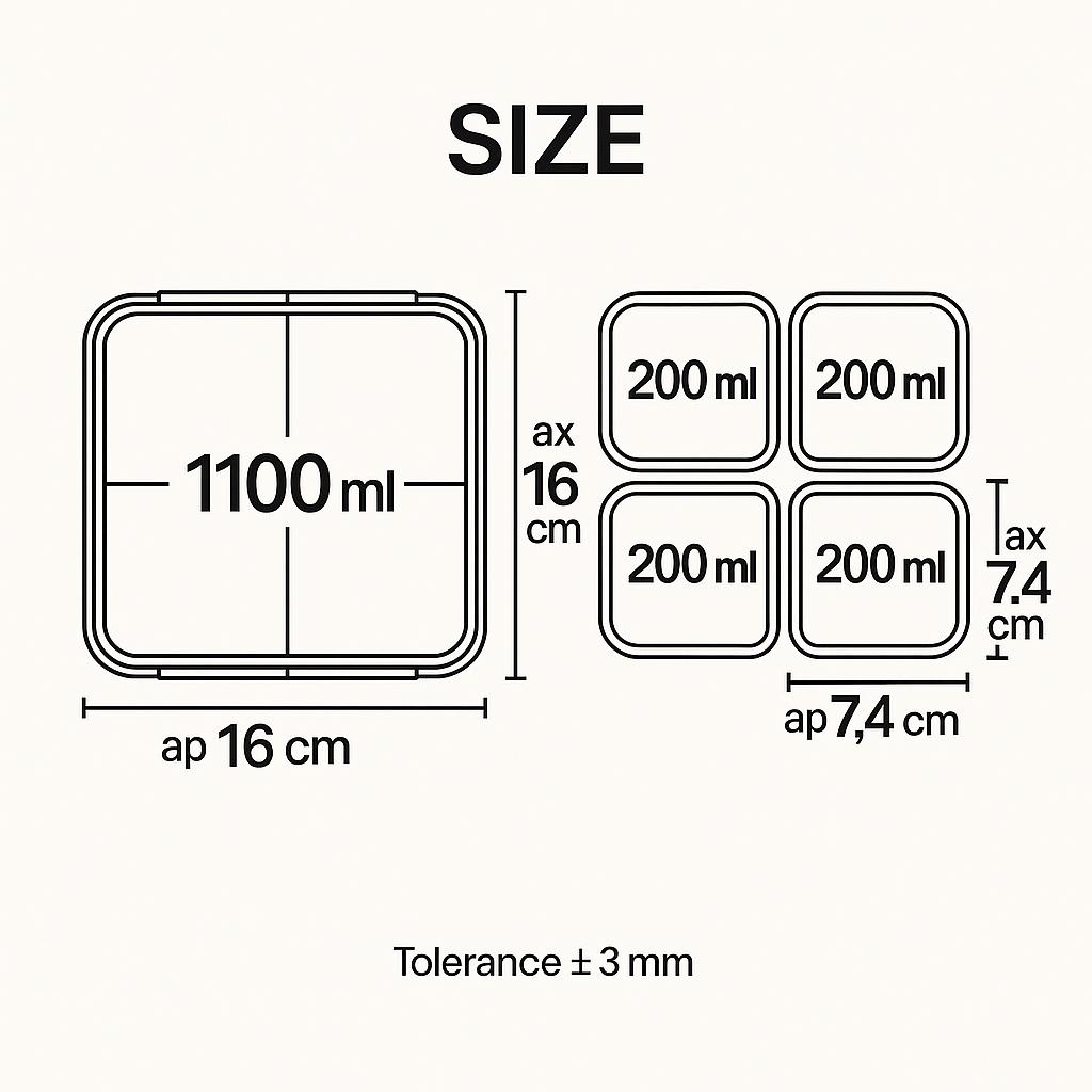 Maximize Your Meal Prep: Divided 4-Compartment Square Food Container (1.1L)