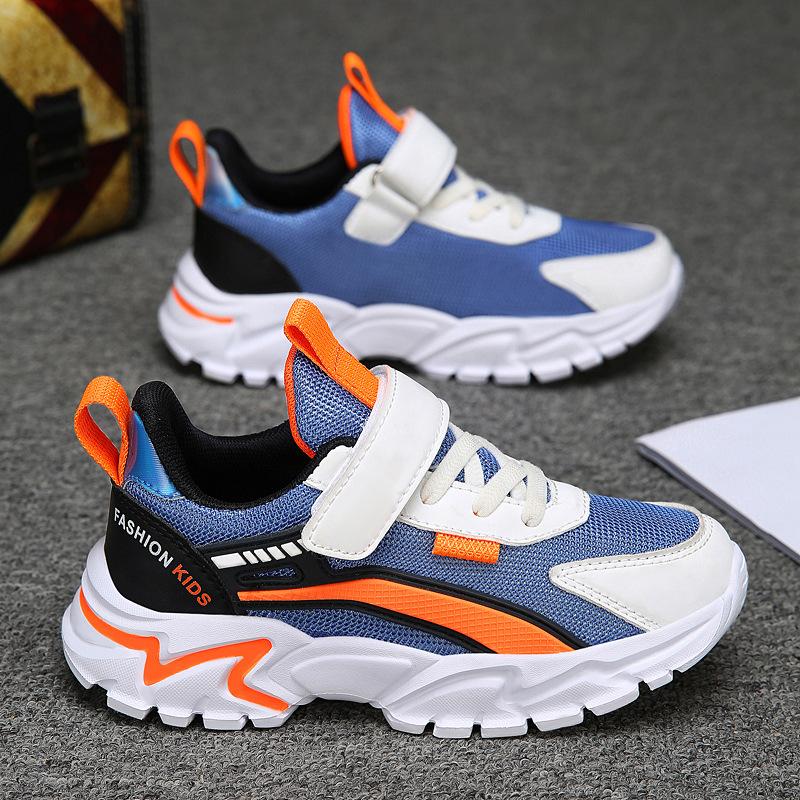 Children's shoes New girls breathable hollow mesh running shoes Boys double mesh leather children's lightweight casual sports shoes