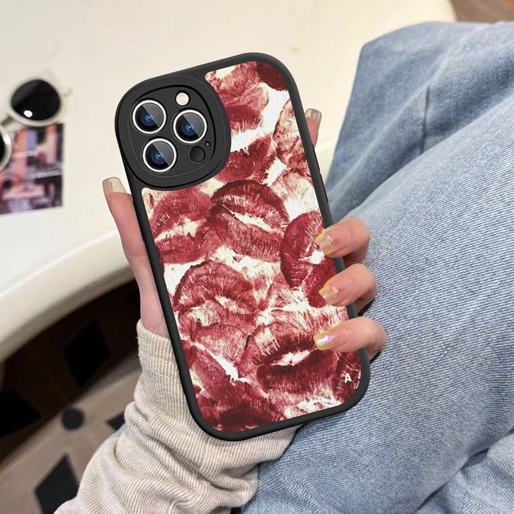 Sexy Girl Red Lips Kiss Phone Cover For IPhone 16 15 14 13 12 11 Pro Max Plus Leather Soft Case