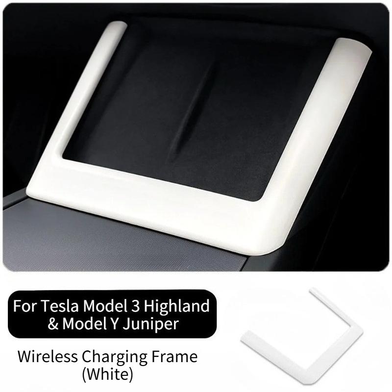 Wireless Charging Decorative Frame for Tesla Model Y Juniper 2026 Central Control Silicone Pad Interior Panel Car Accessories