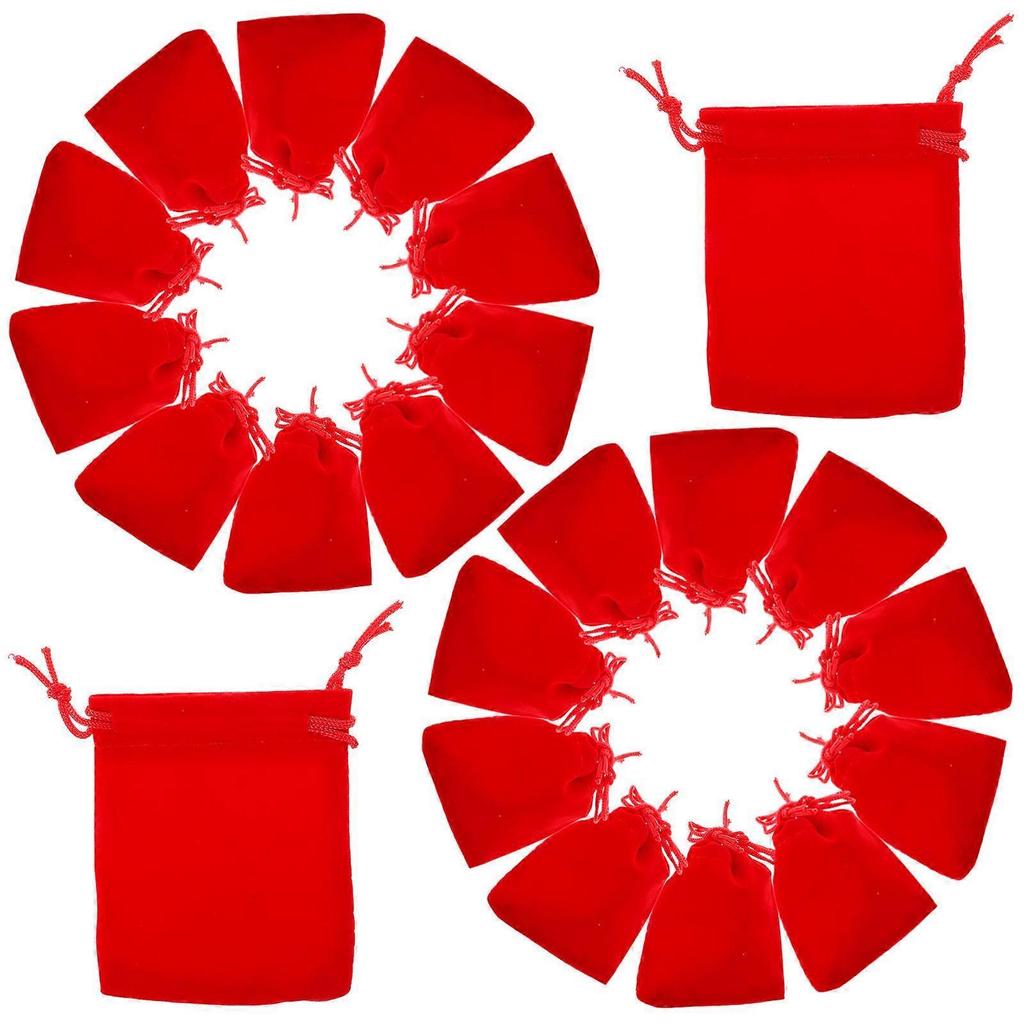 150Pcs Jewelry Pouch Drawstring Bags for Storage Red Flannel Small Bags