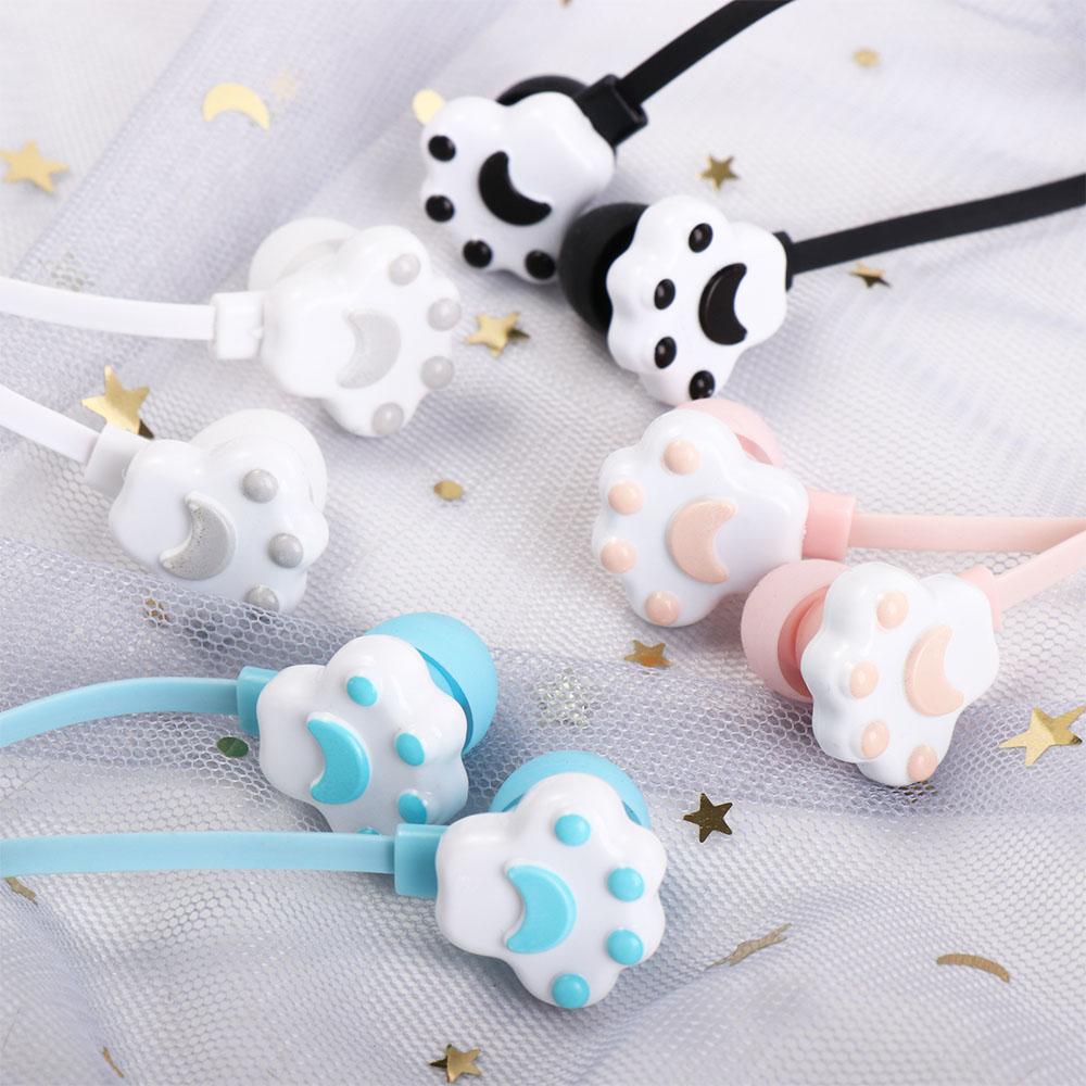 with Earphones Case Sport Earphones Remote Cat Paw Earphones In-Ear Wired Headset With Mic