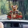 Christmas Dog Car Ornament 2D Flat Acrylic Pendant Rearview Mirror Charm Lifelike Puppy Car Ride Decor Puppy Lover Gift