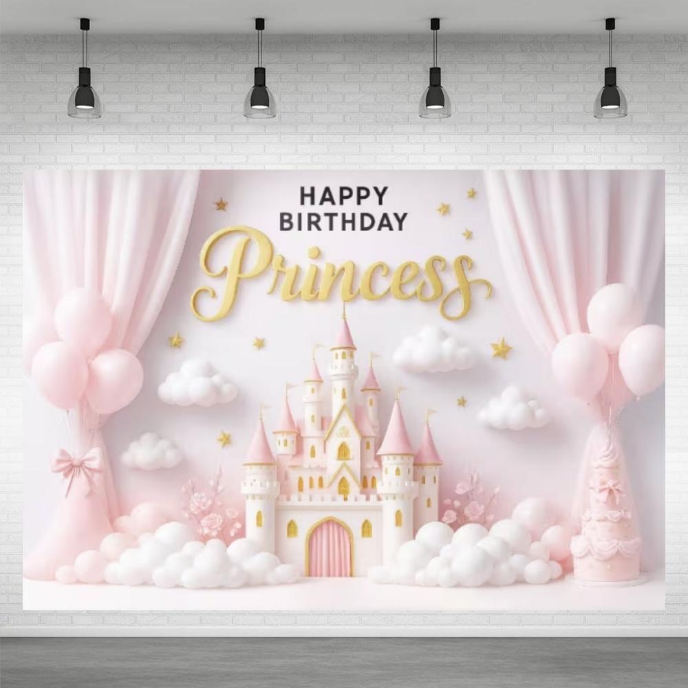 Fond de château de princesse pour décoration de fête, Globe rose, Fond de photographie, Cadeau pour fille, Accessoires de célébration de baby shower