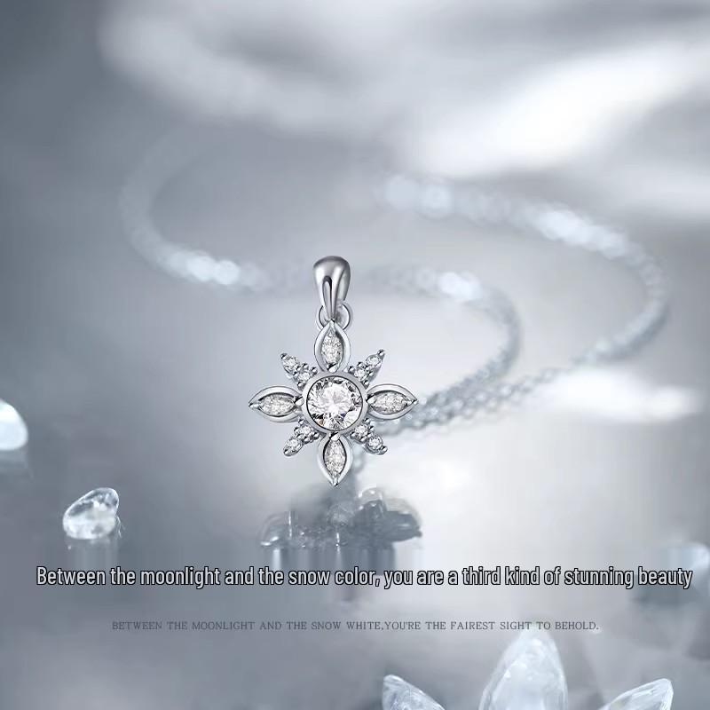 S925 Sterling Silver Snowflake Zircon Necklace - Fashionable Romantic Clavicle Chain 2025