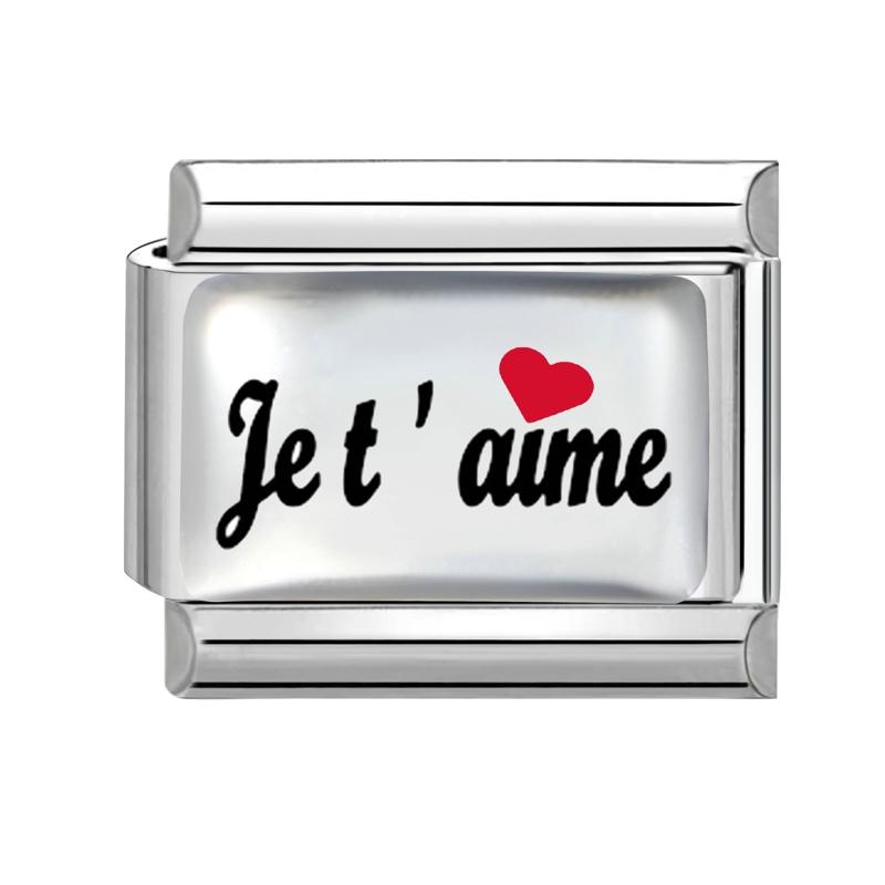 Wholesale Sweet Romantic Letter Series I Love You Link Fit 9mm Stainless Steel Bracelet Women Making DIY Heart Charm Jewelry