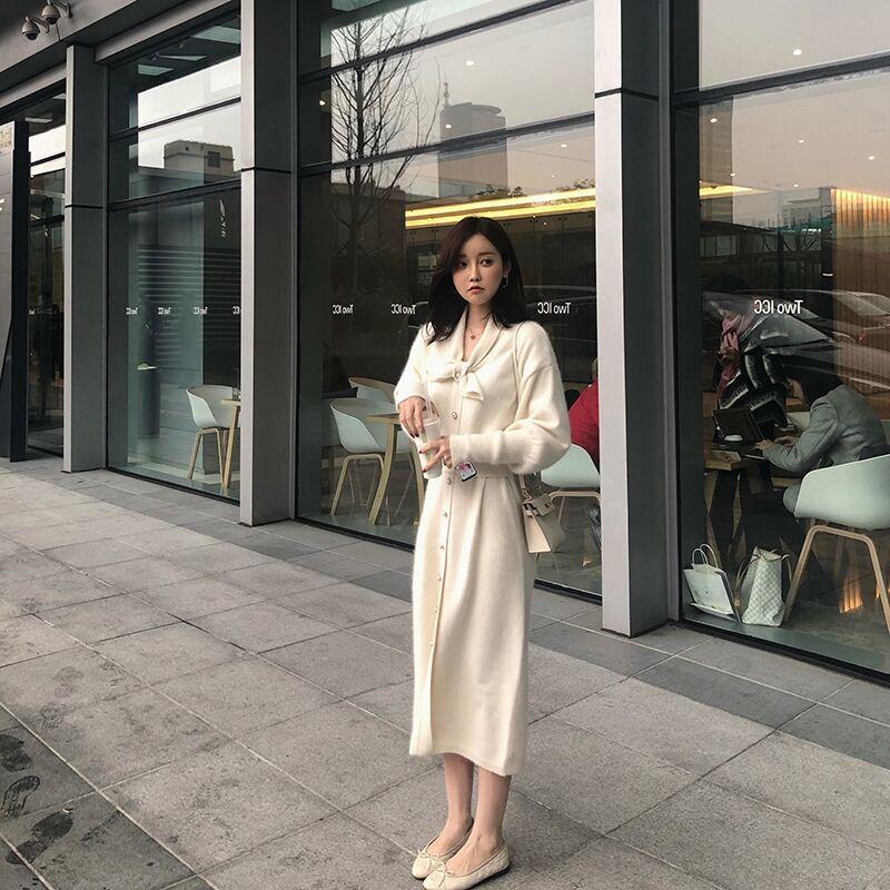 

Весеннее новое женское нишевое платье-лапша, жареный стрит-стайл, высококлассное, легкая роскошь, с длинным рукавом, вязаное платье, женское, весна и осень XL абрикосовый