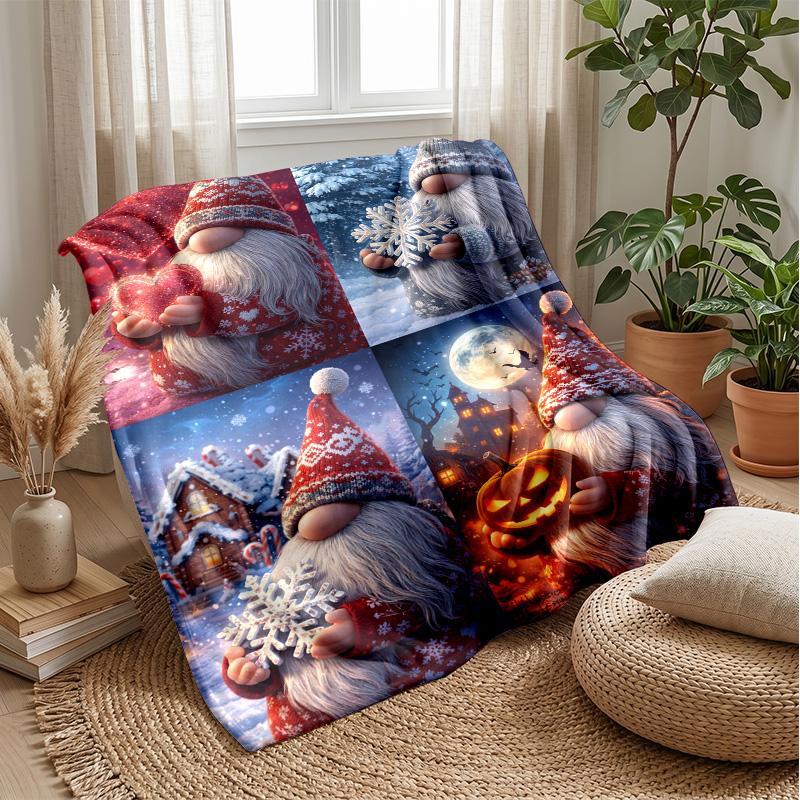 Gnomes Celebrate Autumn Theme blanket Lightweight Warm Flannel Blanket Decorative Throw Blanket for Home Decoration