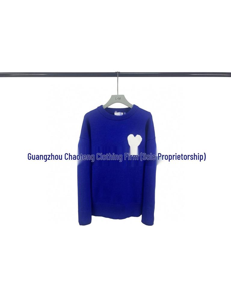 Unisex Liebesherz Klassischer Rundhals Jacquard Pullover - Locker, Trendige Strickware