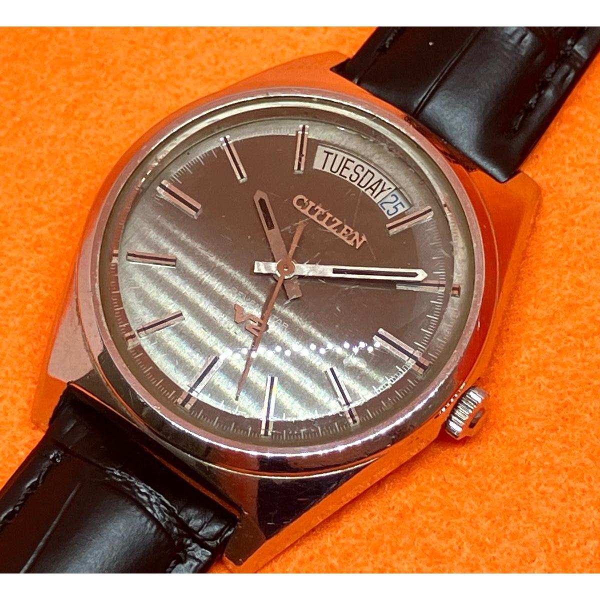 Used Vintage CITIZEN V2 Seven Star Men s Watch Brown Dial Day Date