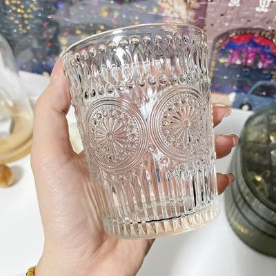 Vintage Sunflower Glass Embossed Glass Coffee Cup