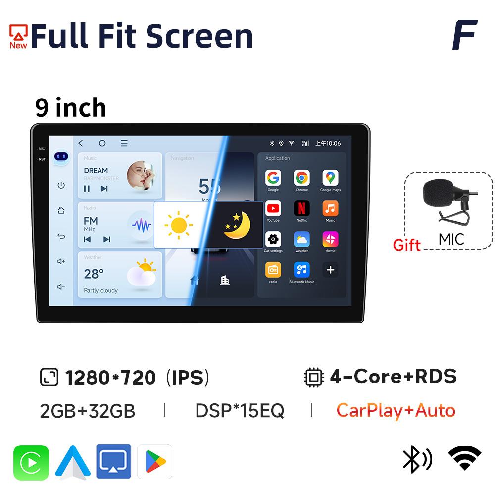 Android 14 Incell IPS Multimedia Car Radio Carplay Auto Player GPS Navigation for Toyota Hyundai Nissan Kia LADA FIAT VW 9 Inch