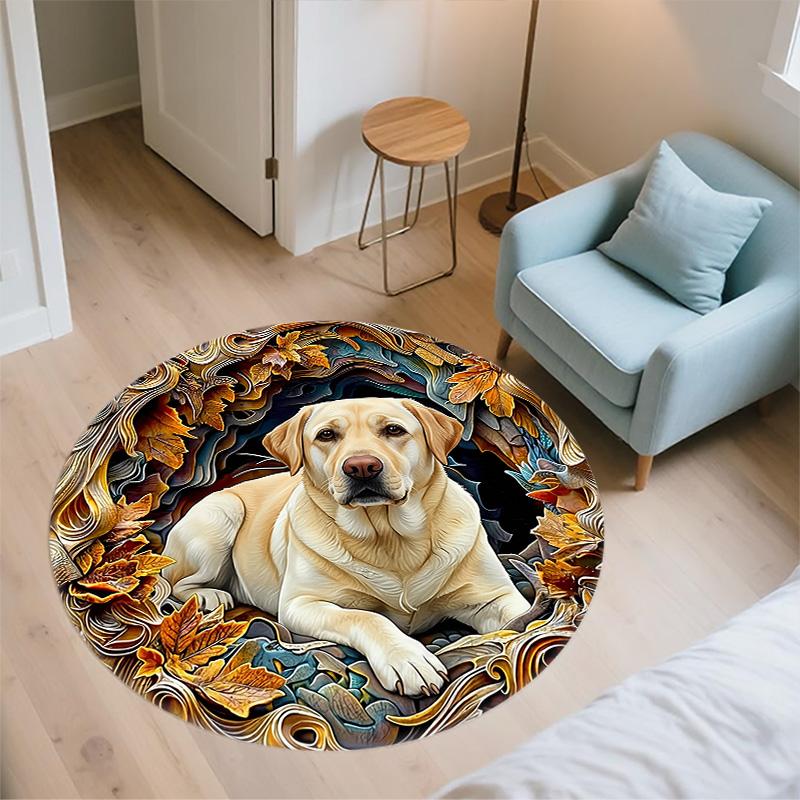 Embossed Dog Round Area Rug,Carpet Rug for Living Room Bedroom Sofa Playroom Decor,Non-slip Floor Mat