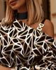 2023 Hot-Selling Women's Autumn/Winter Long Sleeve Chain Halter Print Button Top