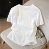 Sibaishe Women's Embroidered Round Neck Loose Fit T-Shirt