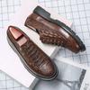 Luxury Brand Crocodile Pattern Lace-Up Oxford Shoes Thick Sole Black Business Moccasin High Quality Designer Men Shoes Sneakers