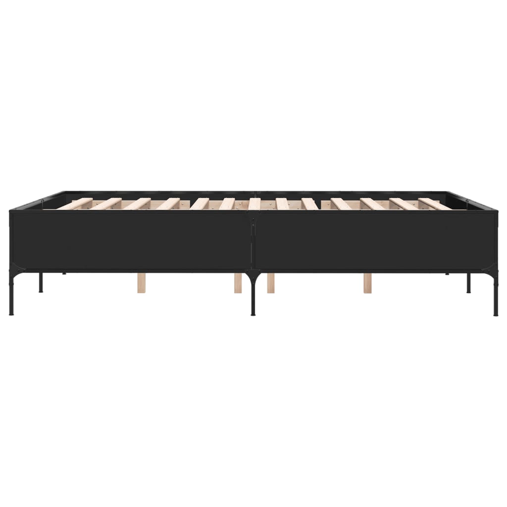 Bed Frame Black 150x200 cm Engineered Wood and Metal