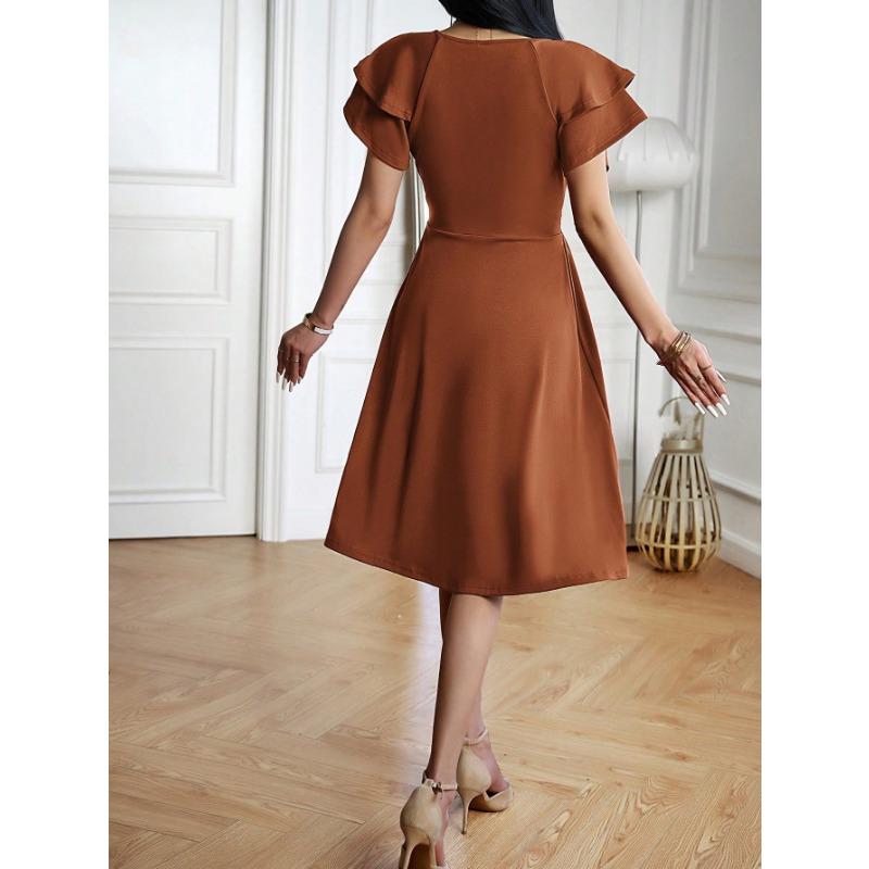 Women's Dress Summer Temperament Elegant V-neck Midi Dress