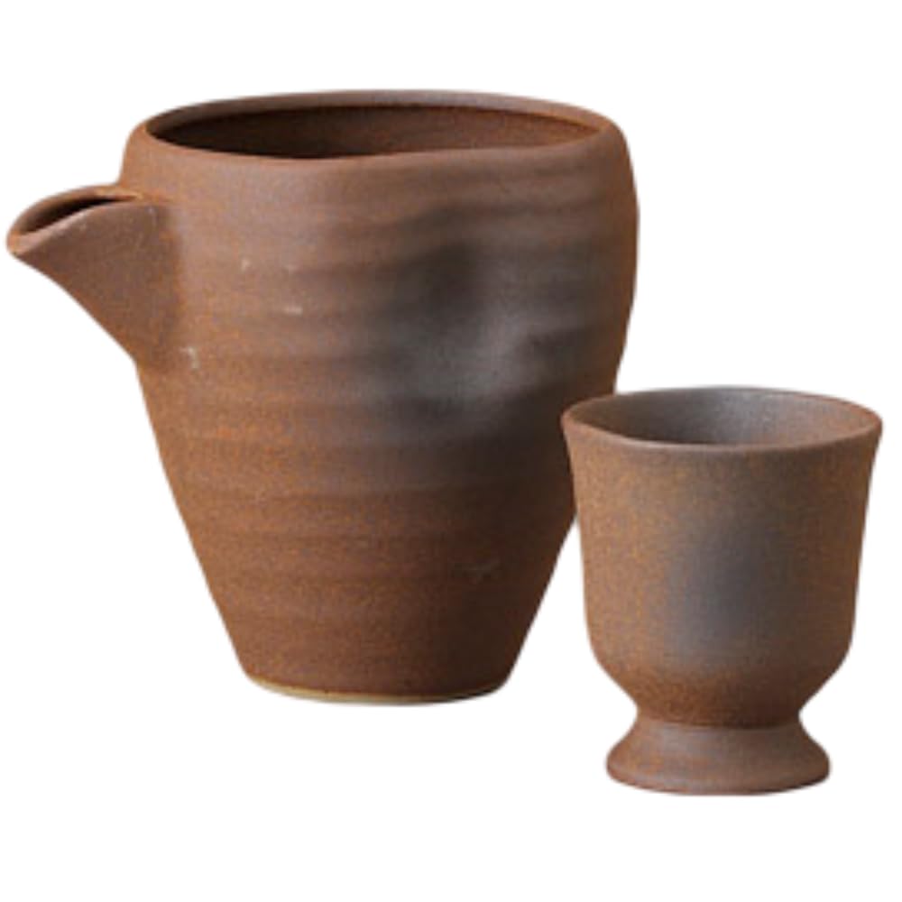 

Sake Tokkuri and Ochoko Diameter x 9 x Height Katakuchi Sake Pourer Mino Suitable for Hot Cold and Japanese Sake Ale-net Set, (Cupcake) Set, 12.5