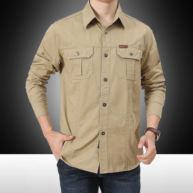 

Men s Spring Work Shirt Long-sleeved New Outdoor Casual Cotton Shirt Loose Large Size Men s Jacket Thin 5XL