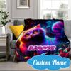 Custom Name che-shire cat Blanket bed sofa Blanket Flannel Blanket for Camping, Hiking, Picnic Essentials,gift for Fan family