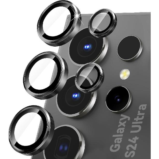 CloudValley for Samsung Galaxy S24 Ultra Camera Lens Protector, 9H Tempered Glass & Ultra-Thin Aluminum Alloy Individual Lens Screen Protective Cover