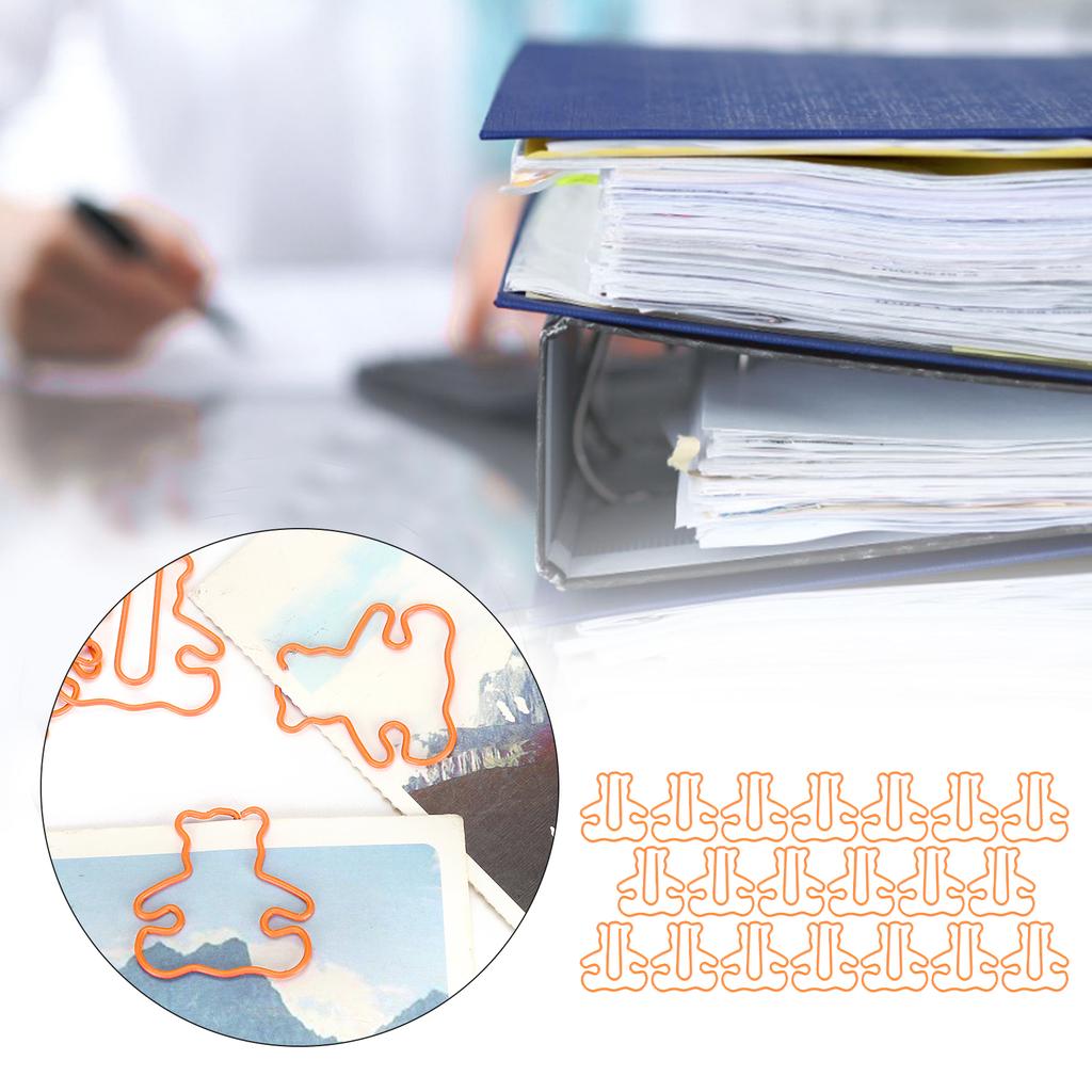 20PCS   Plastic Coated Wire Paperclip Bear Shape Bookmark Clip File Notebook Holder