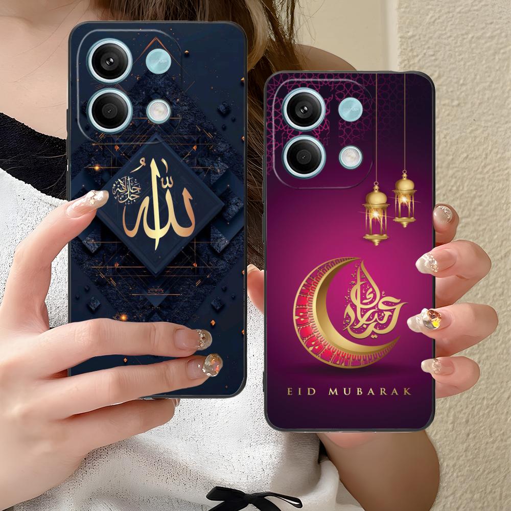Eid Mubarak Mobilskal för Xiaomi Redmi Note 14 13 12 11 S Pro Plus 4G 5G Färgstarkt Tryckt Fodral Fodral Lyxigt Vackert